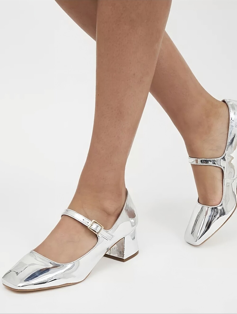 Steve Madden Metallic Silver Mary Jane Block Heel New In The Box Size 10,9,8,6
